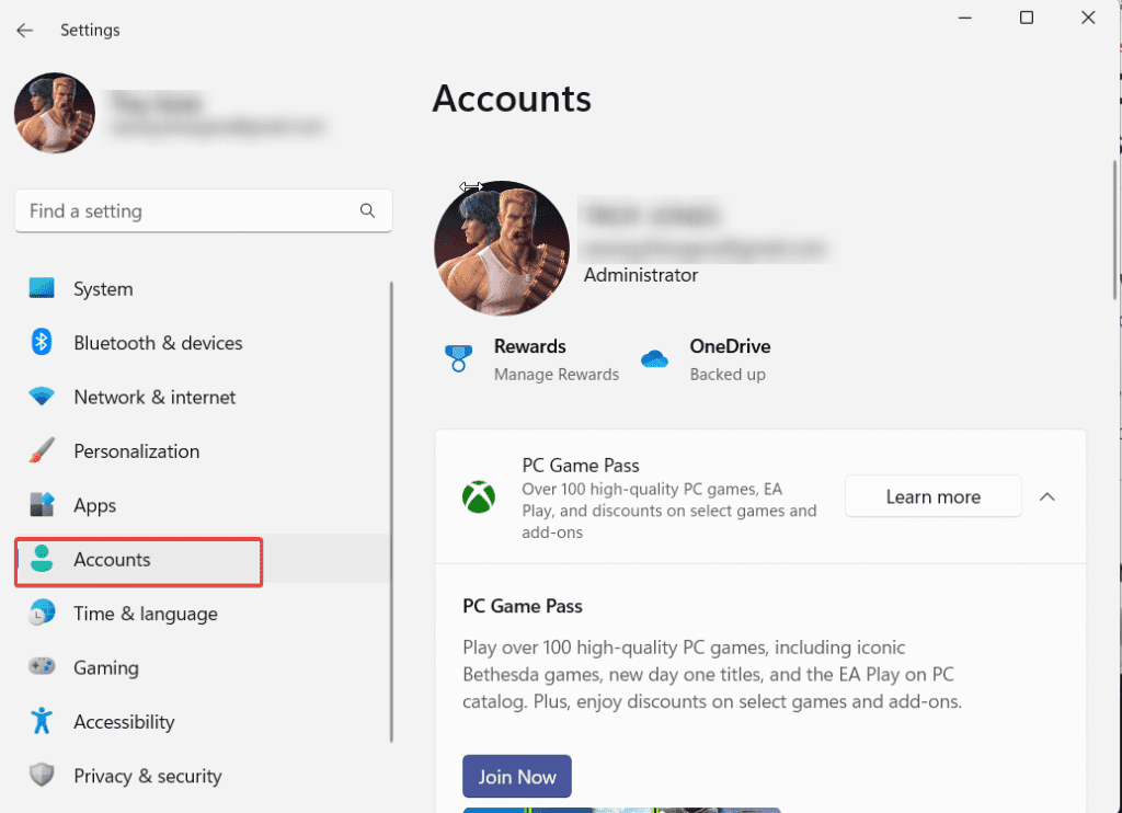 Click on Accounts