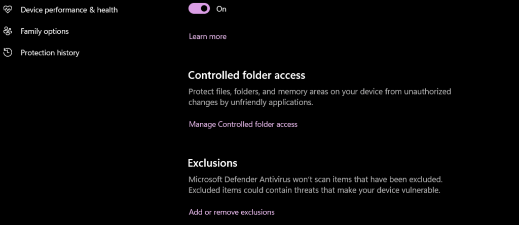Controlled folder access