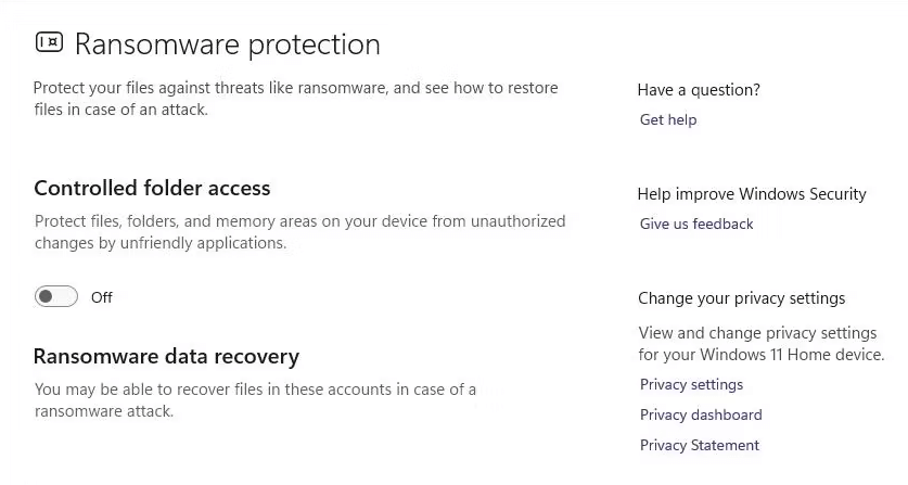 Controlled folder access