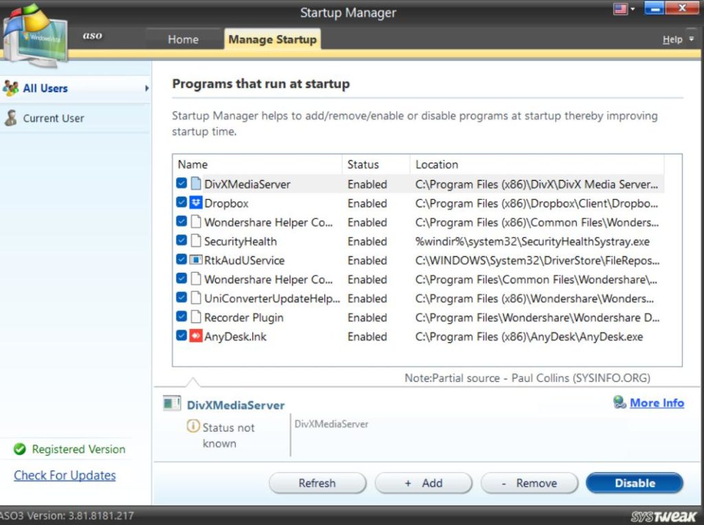 Disable multiple programs