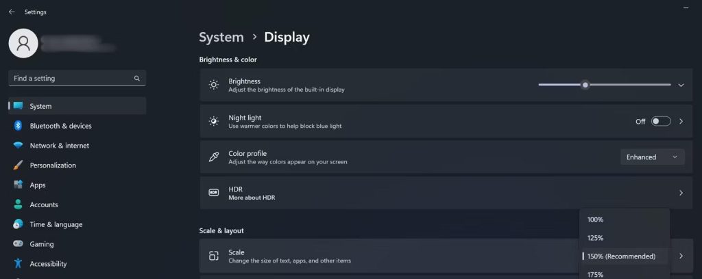 Display setting
