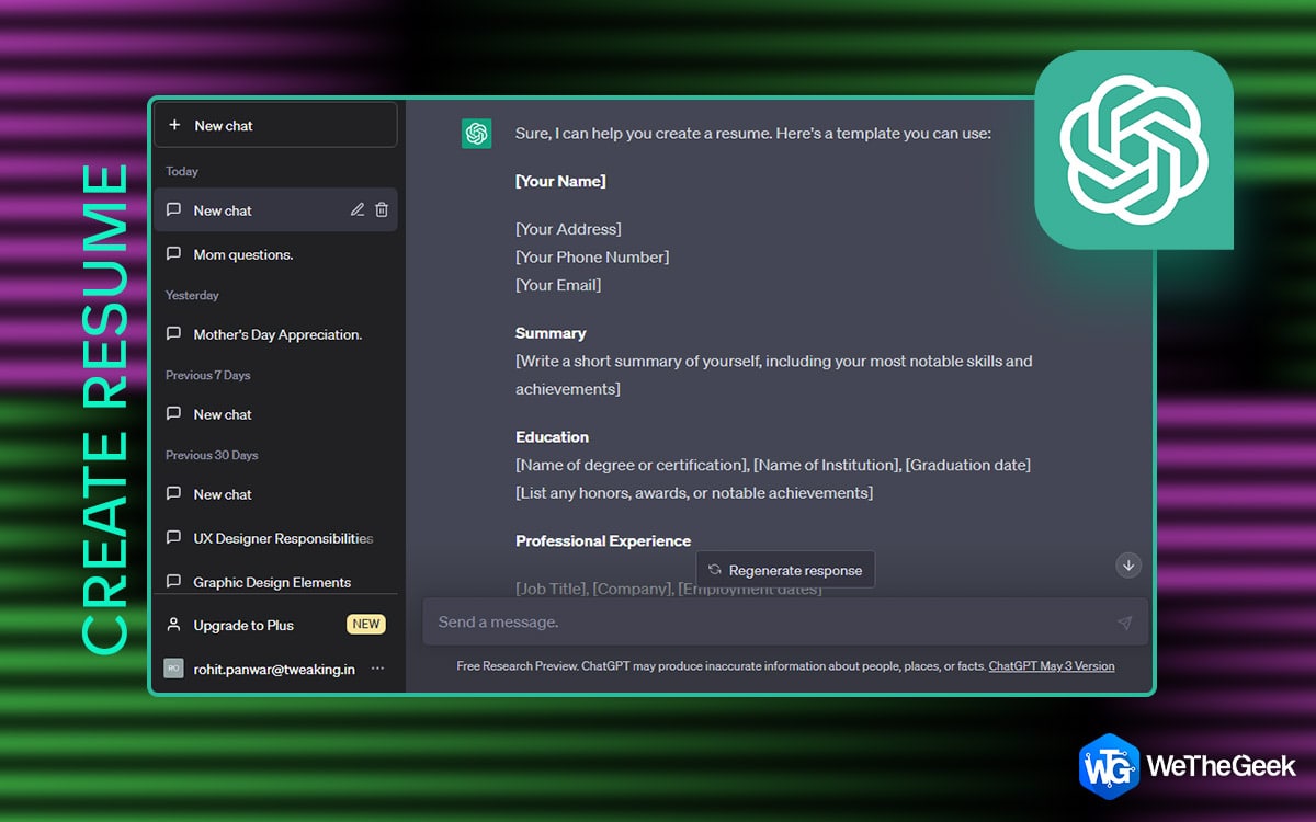 How To Use ChatGPT To Make A Resume