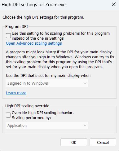 Override high DPI scaling behavior