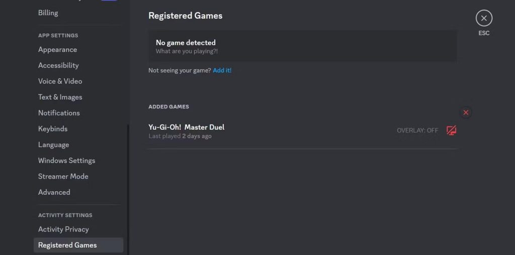 Registered Games