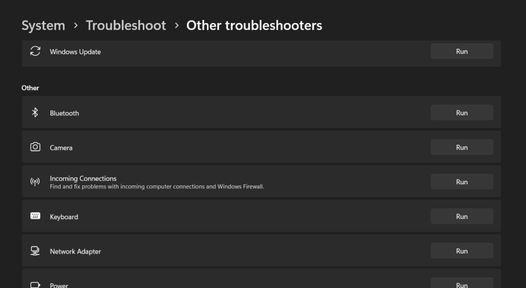 Run the troubleshooter