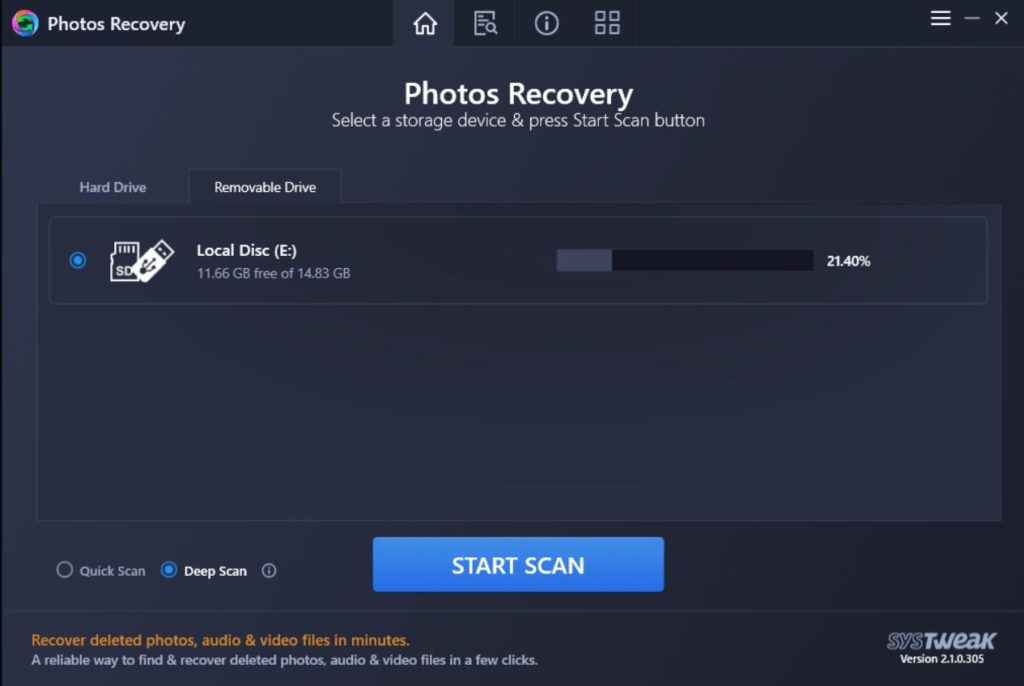 Select the Scanning mode