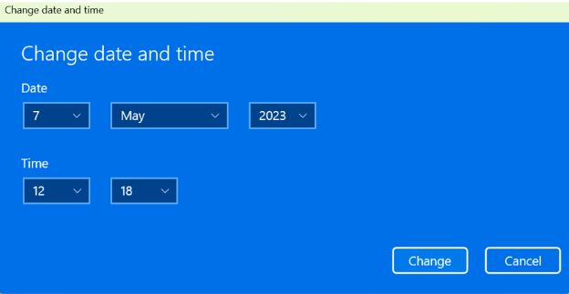 Select the appropriate date and time