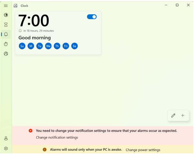Setting an Alarm on a Windows 11