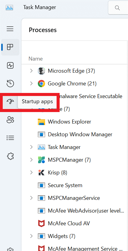 Startup apps