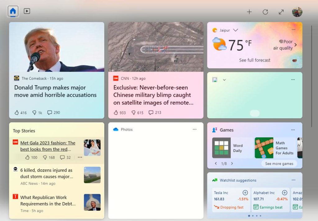 Widgets Panel