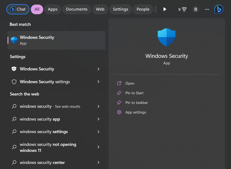 Windows Security app