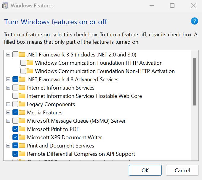 Windows features
