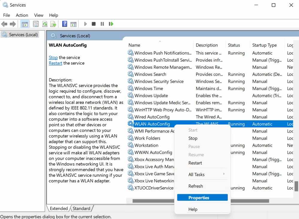 context menu