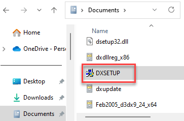 folder for DXSetup