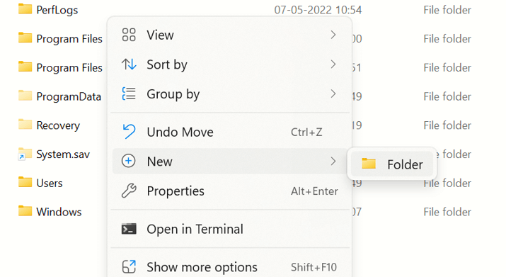 new folder ViVeTool