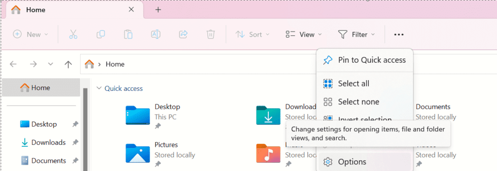 pin to quick access