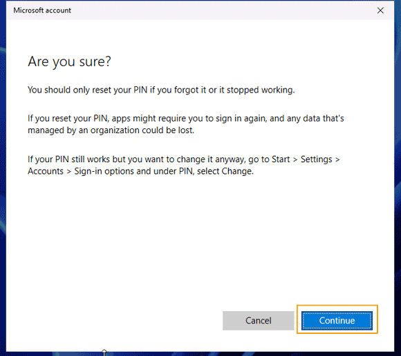 reset your PIN