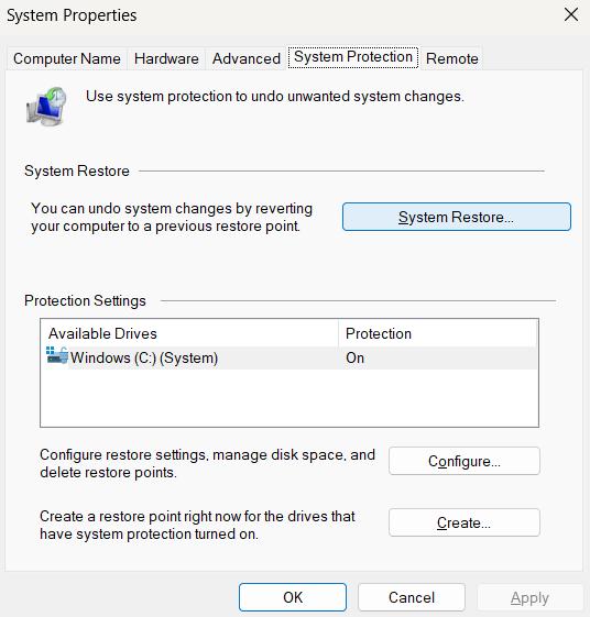 system properties