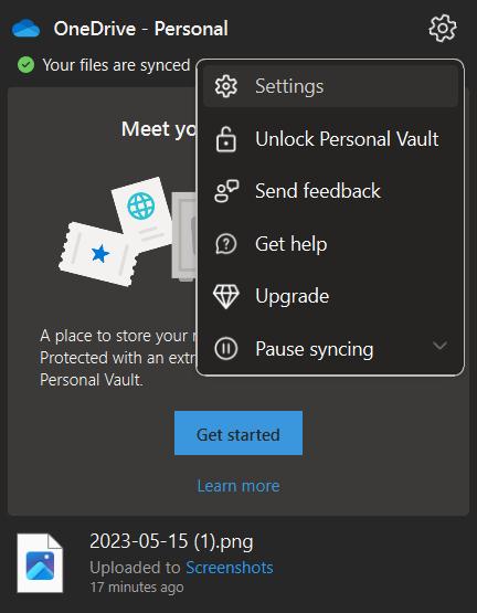 the OneDrive cloud
