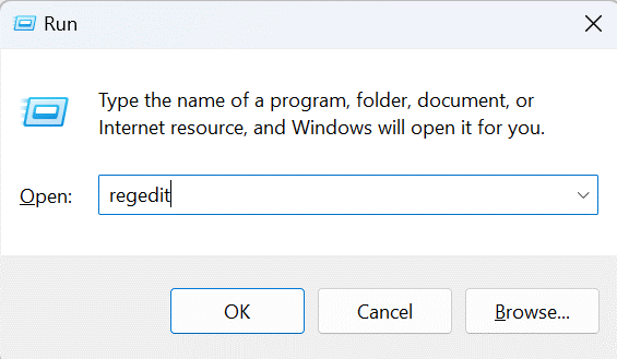 type regedit