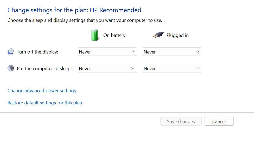 Advanced Power Settings
