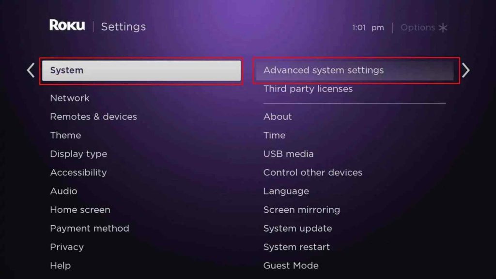 Advanced System Settings
