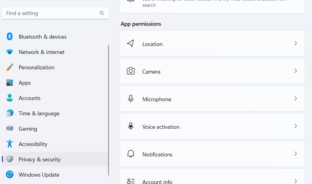App permissions