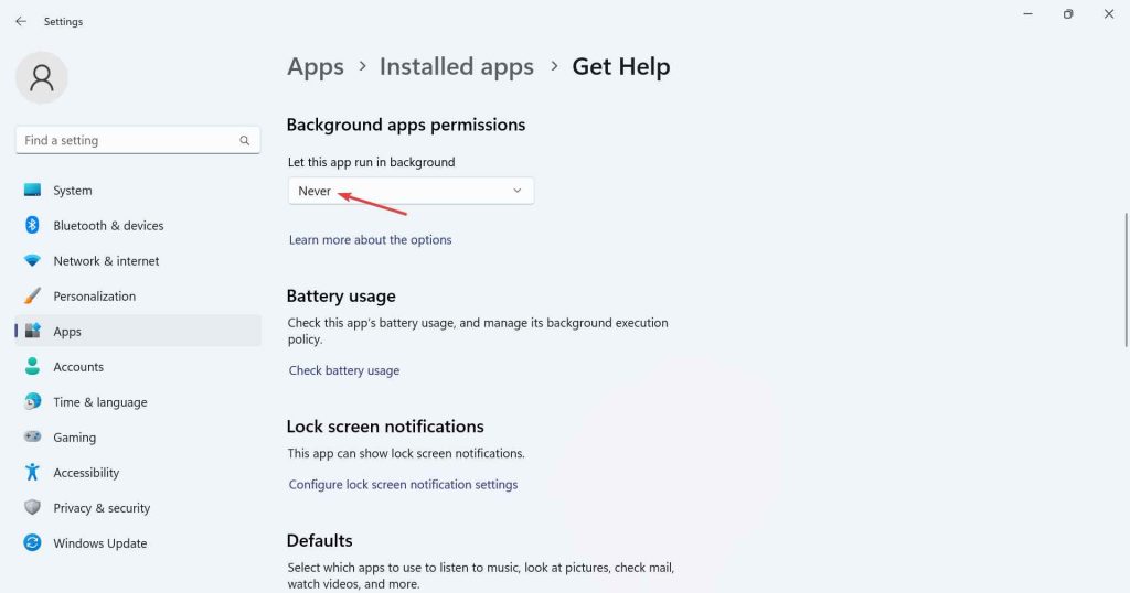 Background apps permission