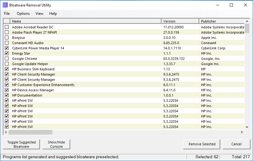 Bloatware Removal Utility