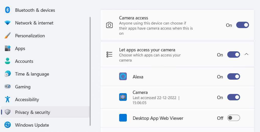 Camera access