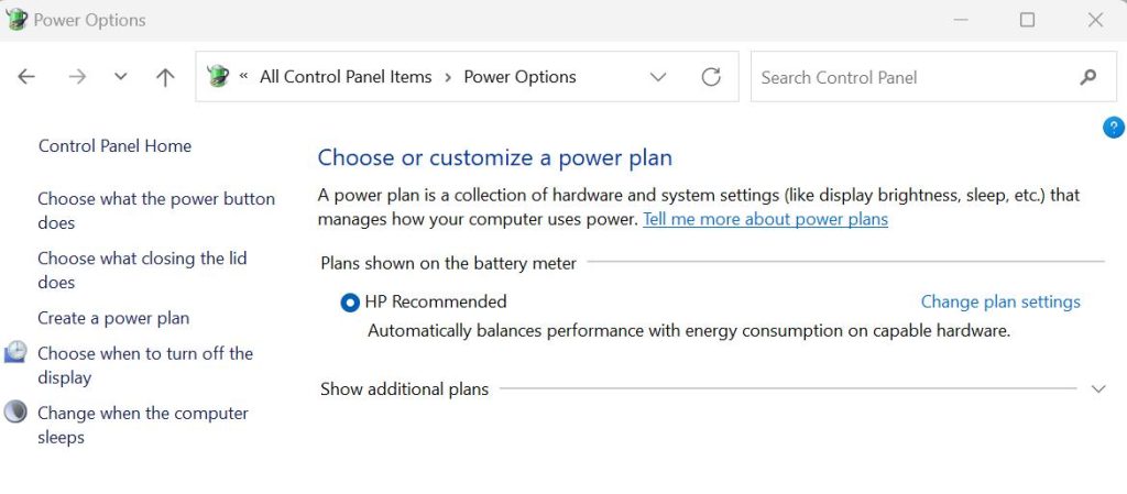 Change Plan Settings