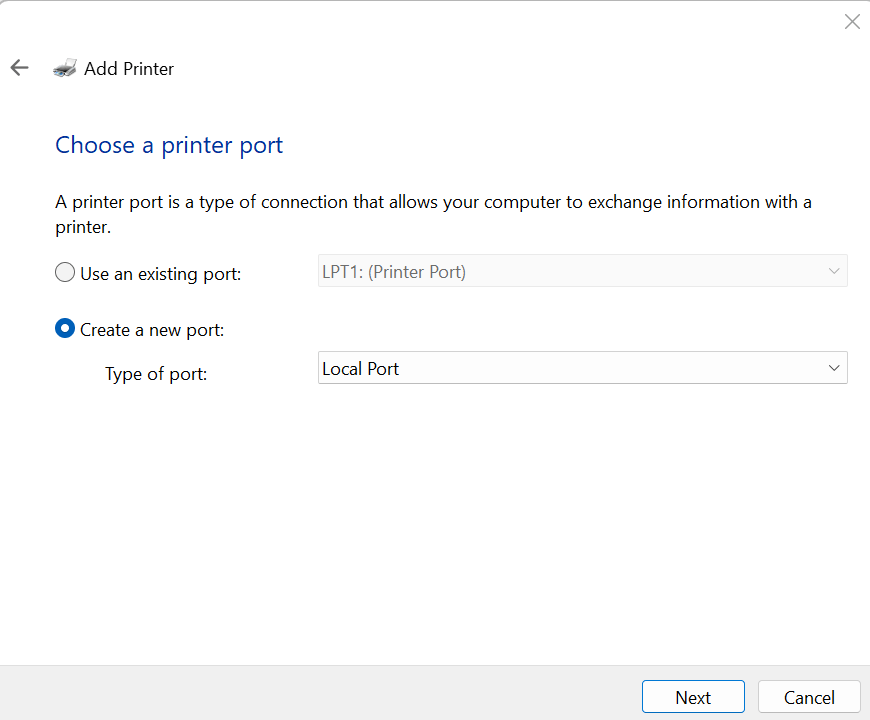 Choose a Printer Port