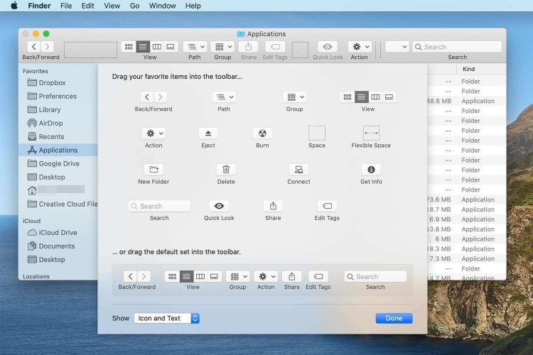 Customize Toolbar