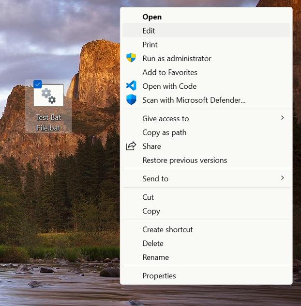 Edit from the context menu