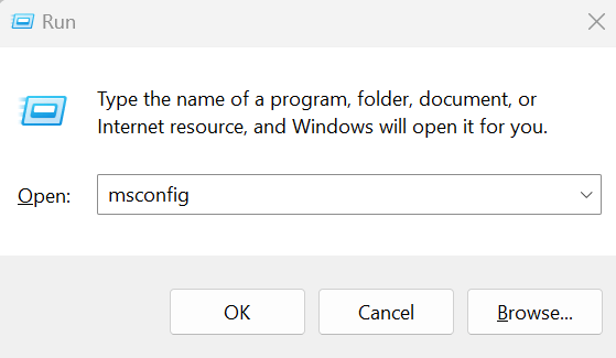 Enter msconfig