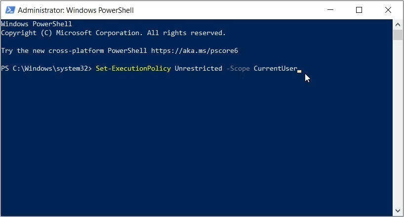 ExecutionPolicy Unrestricted