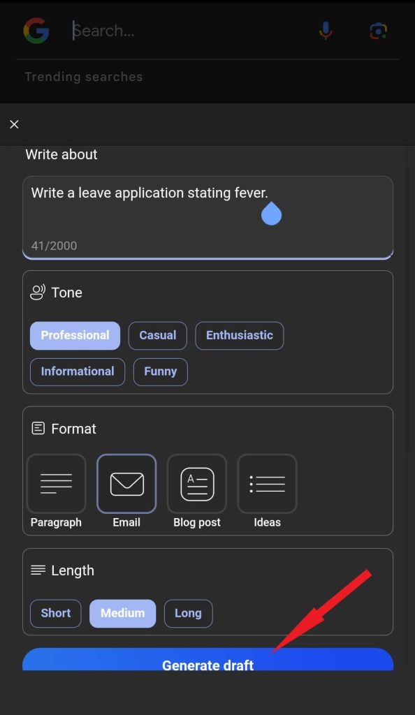 Generate draft