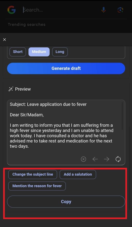 Generate draft content