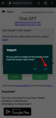 Import prompt