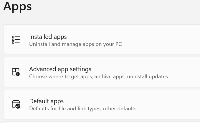Installed Apps option