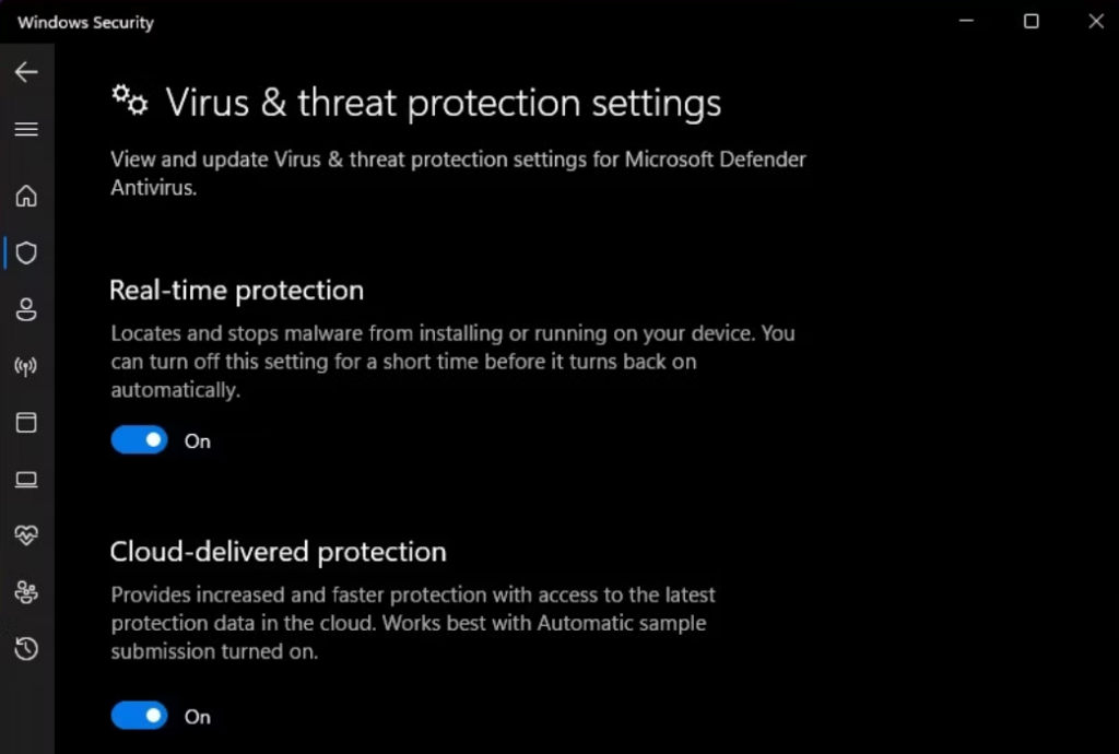 Manage settings
