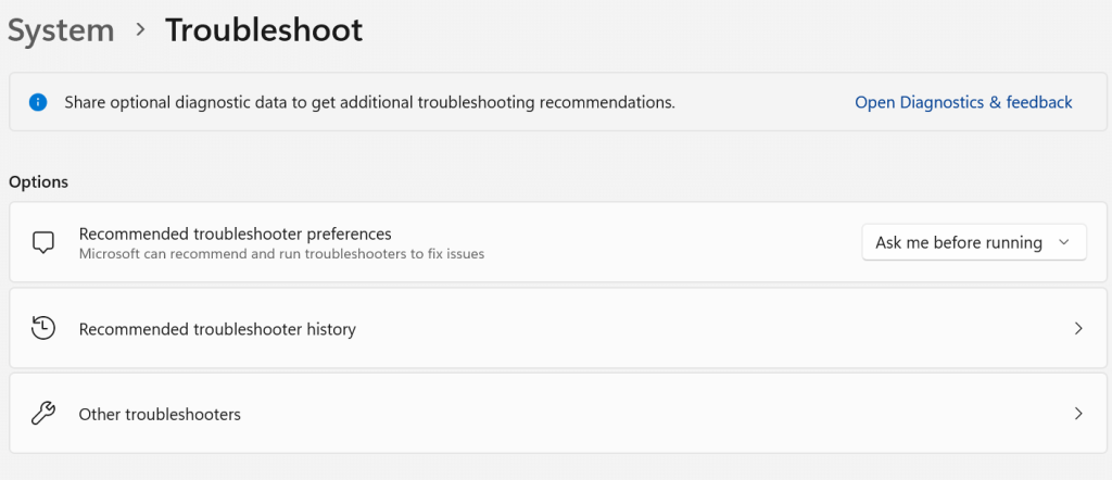 Other troubleshooters