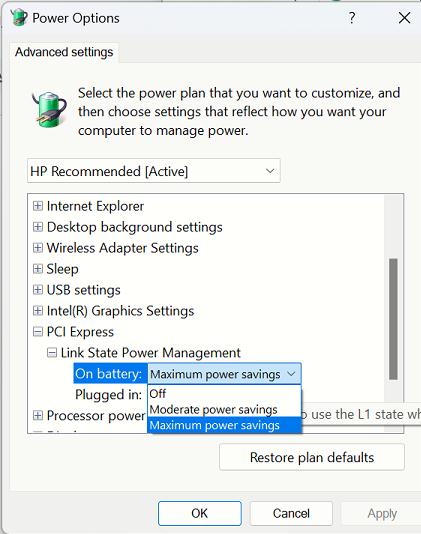 Power options