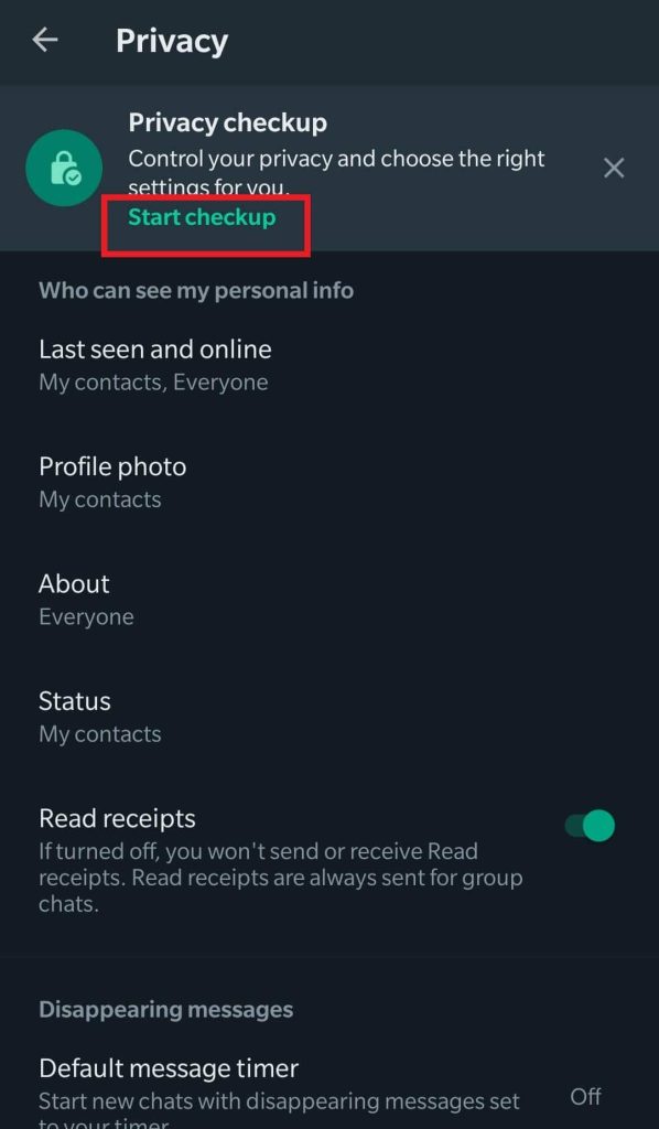 Privacy checkup