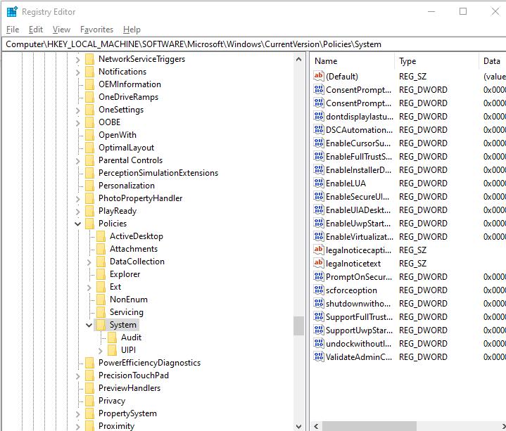 Registry editor