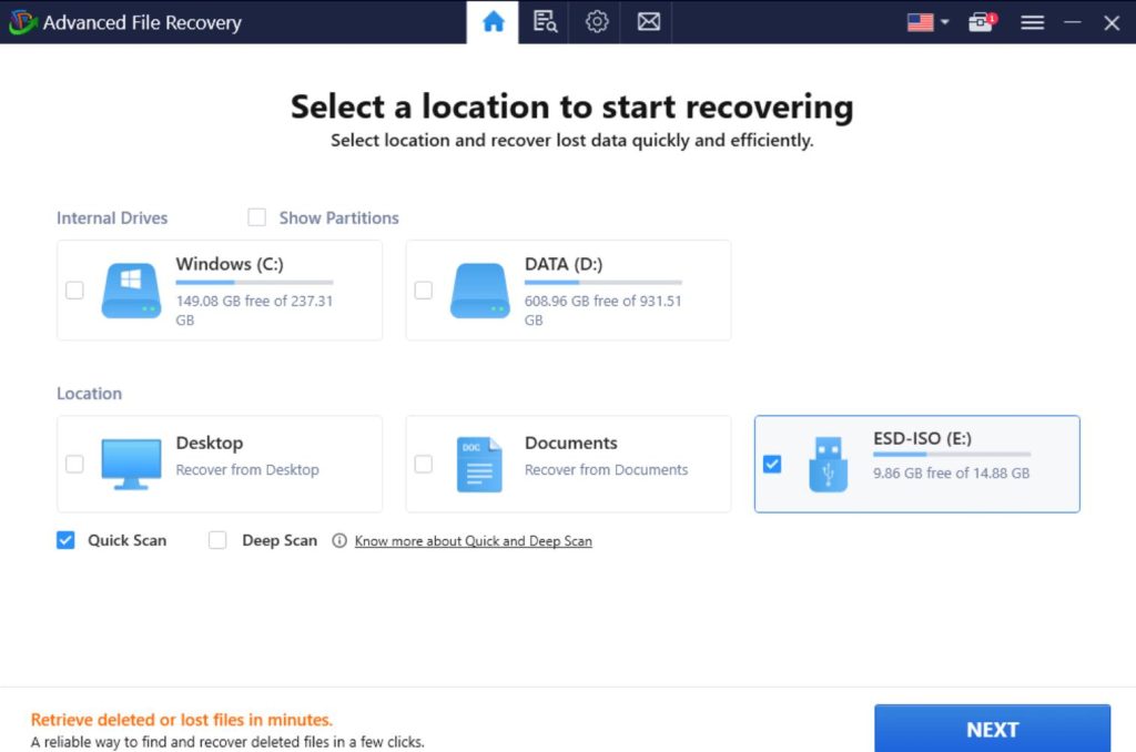 Select location