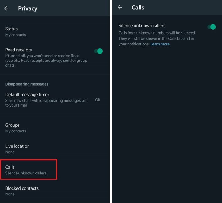 Silence unknown callers