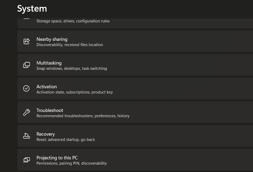 System Settings window