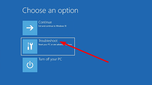 Troubleshoot option