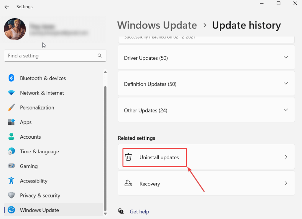 Uninstall updates